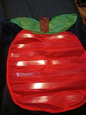Kids Red Apple Pocket Organizer with Green Leaf